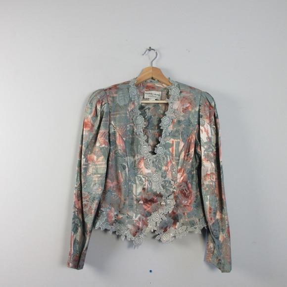 Nah Nah Collection Jonathan Tait Floral Blouse 7 8 Pearl Vtg Cottagecore 358 - Picture 1 of 15